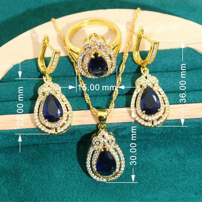 Anti-allergy Zircon Bracelet Necklace Earring Ring Ornament Suit