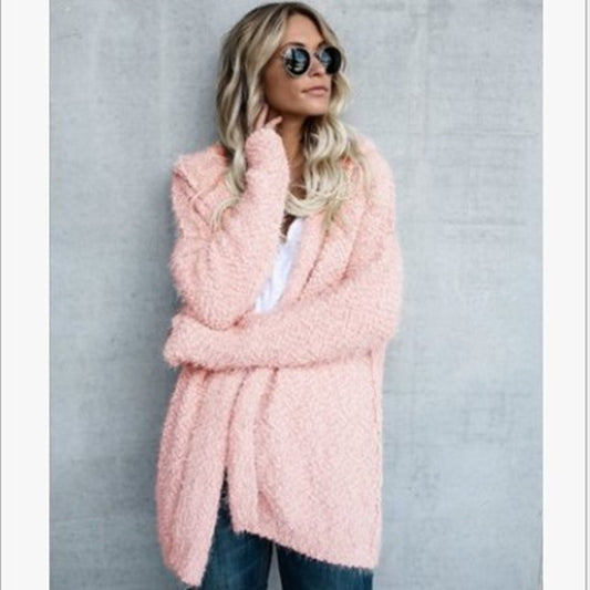 Women's Solid Color Hooded Cardigan Jacket