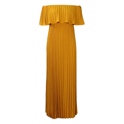 Women's Sexy Off-shoulder Pleated European And American Style Dress