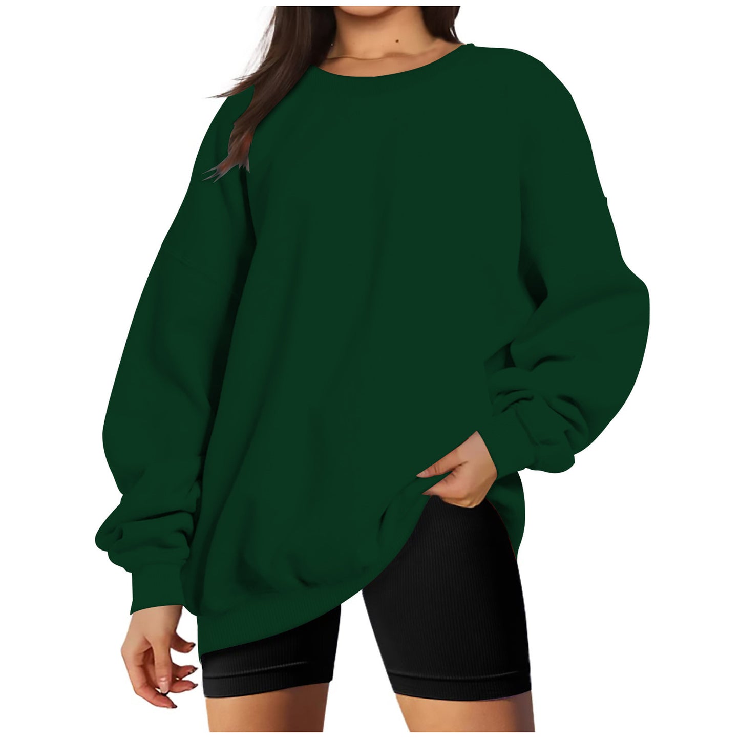 Women's Fashion Casual Round Neck Pullover Loose Casual Brushed Hoody