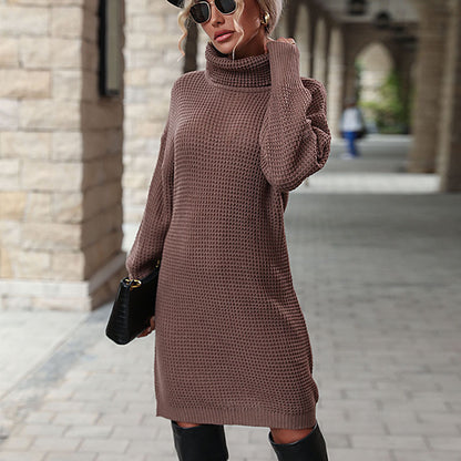 European And American Fashion Women's Wear High Collar Sweater Dress