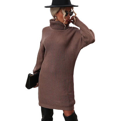 European And American Fashion Women's Wear High Collar Sweater Dress